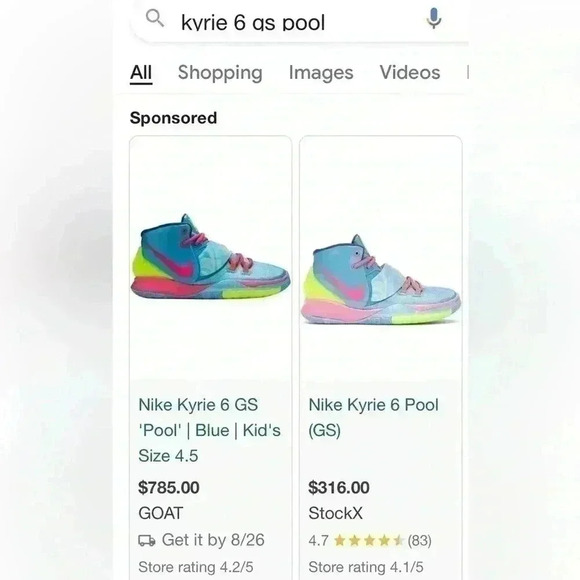 NIKE Kyrie 6 GS ‘Pool’, size 6 women’s, size 4-4.5 big girls - Picture 2 of 10